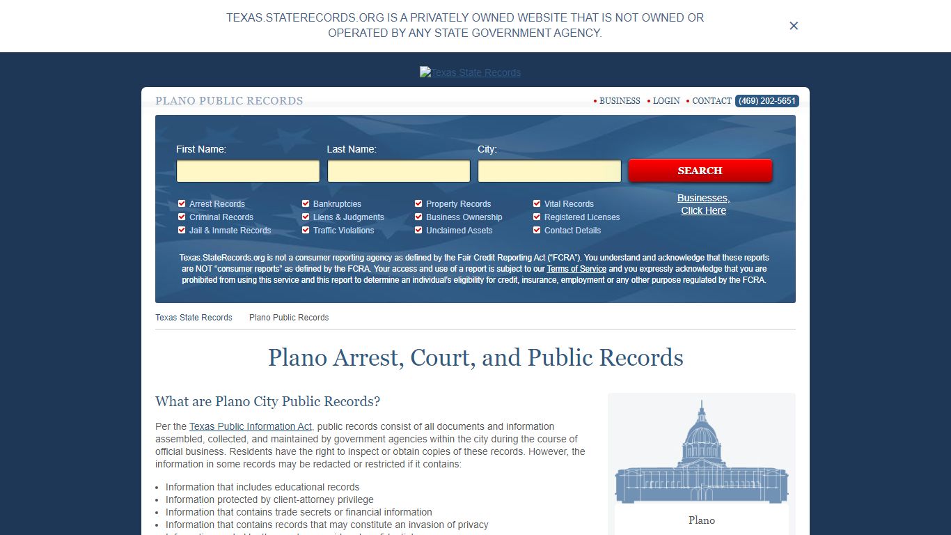 Plano Arrest and Public Records | Texas.StateRecords.org