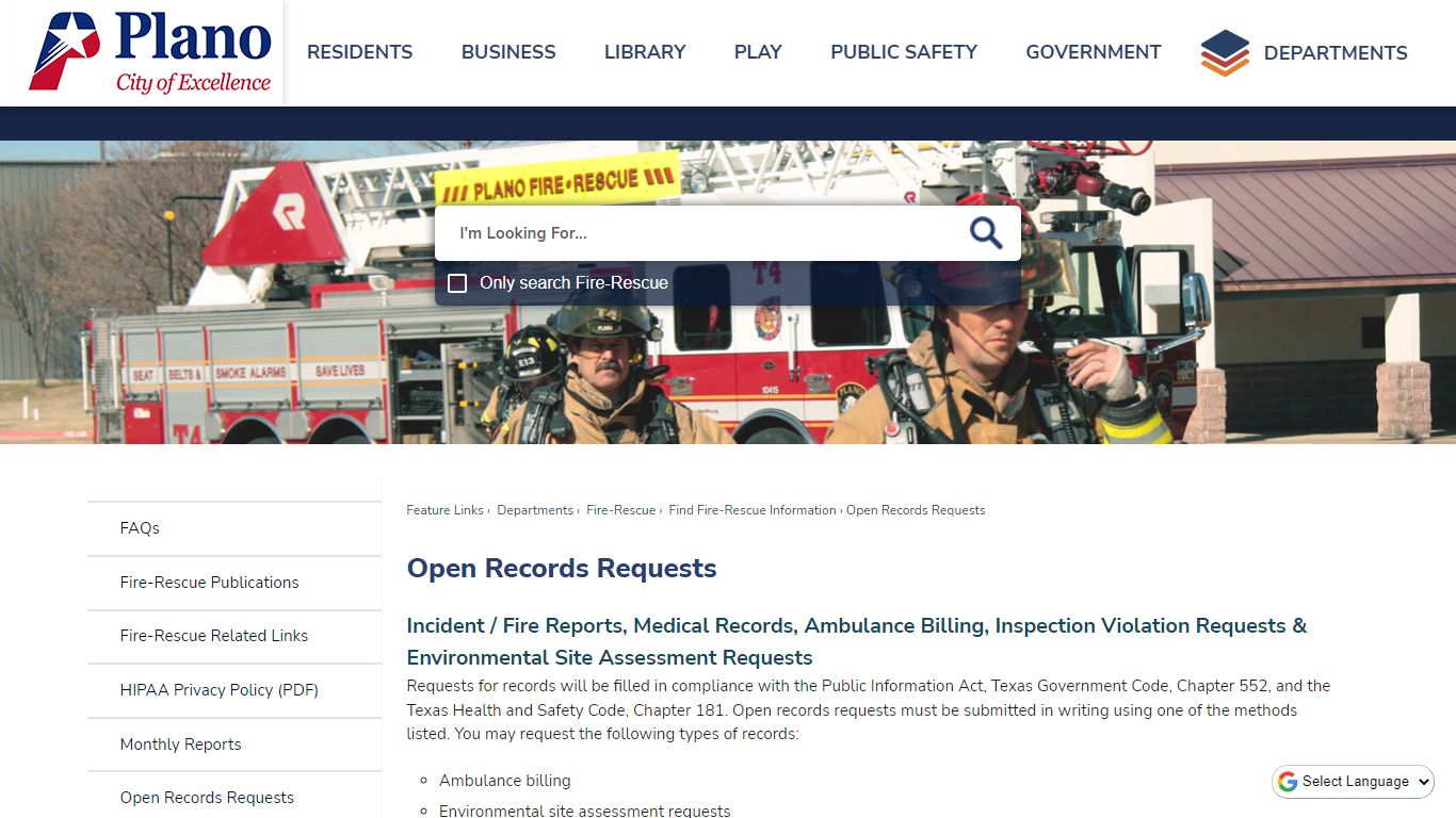 Open Records Requests | Plano, TX - Official Website